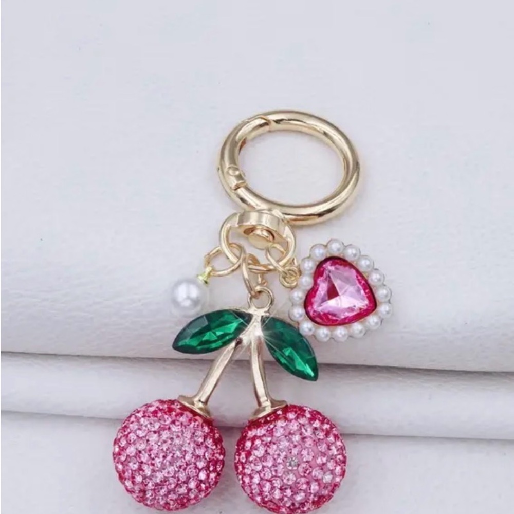 Gold Cherry Keychain you pick your color new with tags - Picture 1 of 4